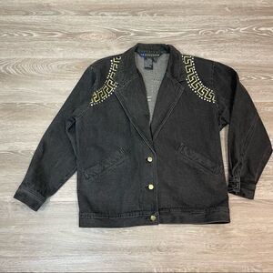 I.B. Diffusion Black Jean Denim Studded jacket